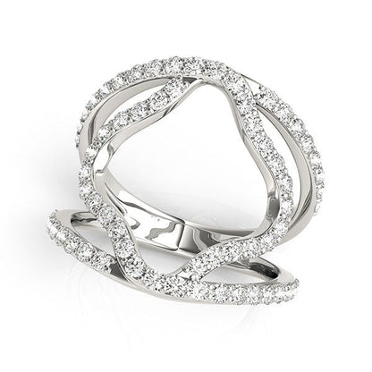 Anillo de banda doble estilo flor de diamante en oro blanco de 14k (5/8 cttw)