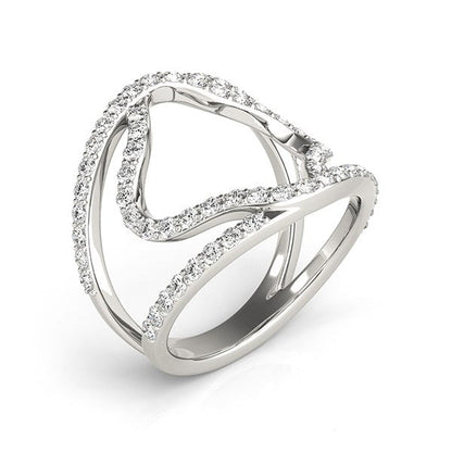 Anillo de banda doble estilo flor de diamante en oro blanco de 14k (5/8 cttw)
