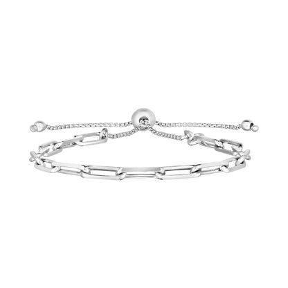 Pulsera ajustable de cadena de eslabones ovalados de plata de ley