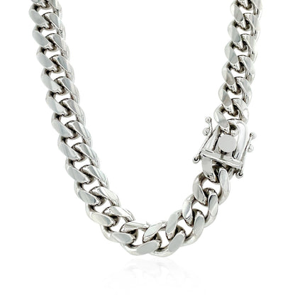 Cadena Cubana Miami de Plata Esterlina con Baño de Rodio 8.4mm