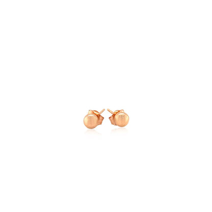 Pendientes de botón de oro rosa de 14k estilo bola (4.0 mm)