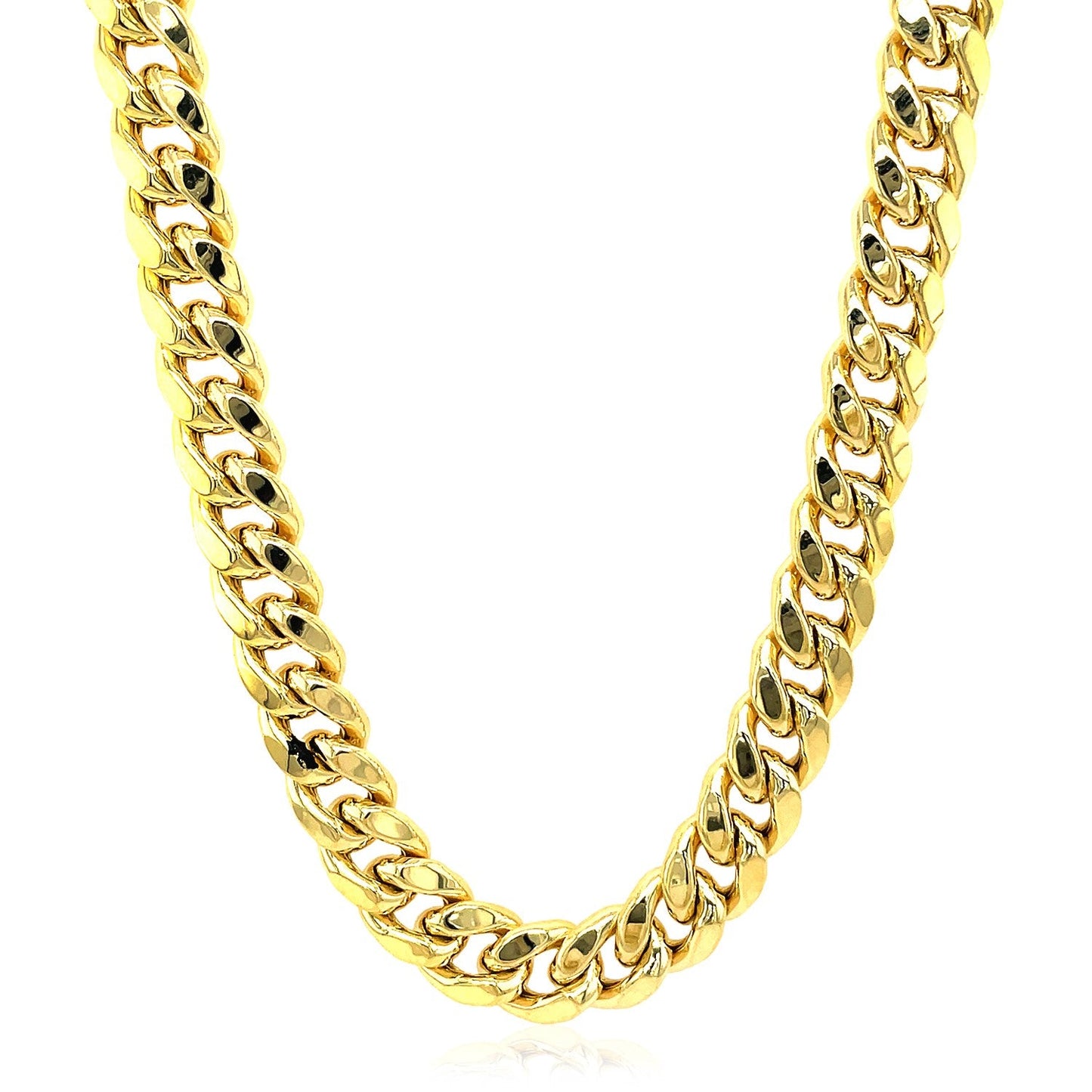 Cadena cubana Miami semirrígida de oro amarillo de 14k y 9.0 mm