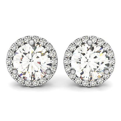Pendientes de oro blanco de 14 quilates con halo redondo de puntas (1 cttw)