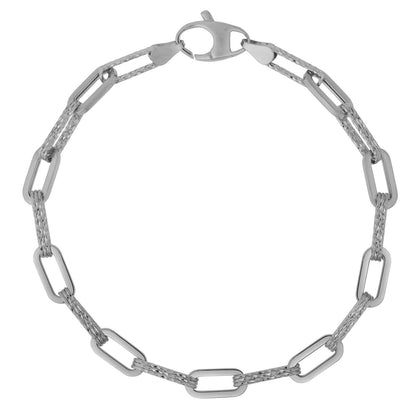 Pulsera Cadena Eslabones Papel de 14k Oro Blanco con Diamantes (4.00 mm)
