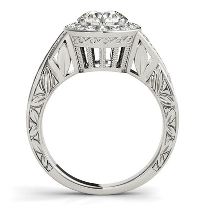 Anillo de compromiso de diamantes con halo en oro blanco de 14k (1 5/8 cttw)