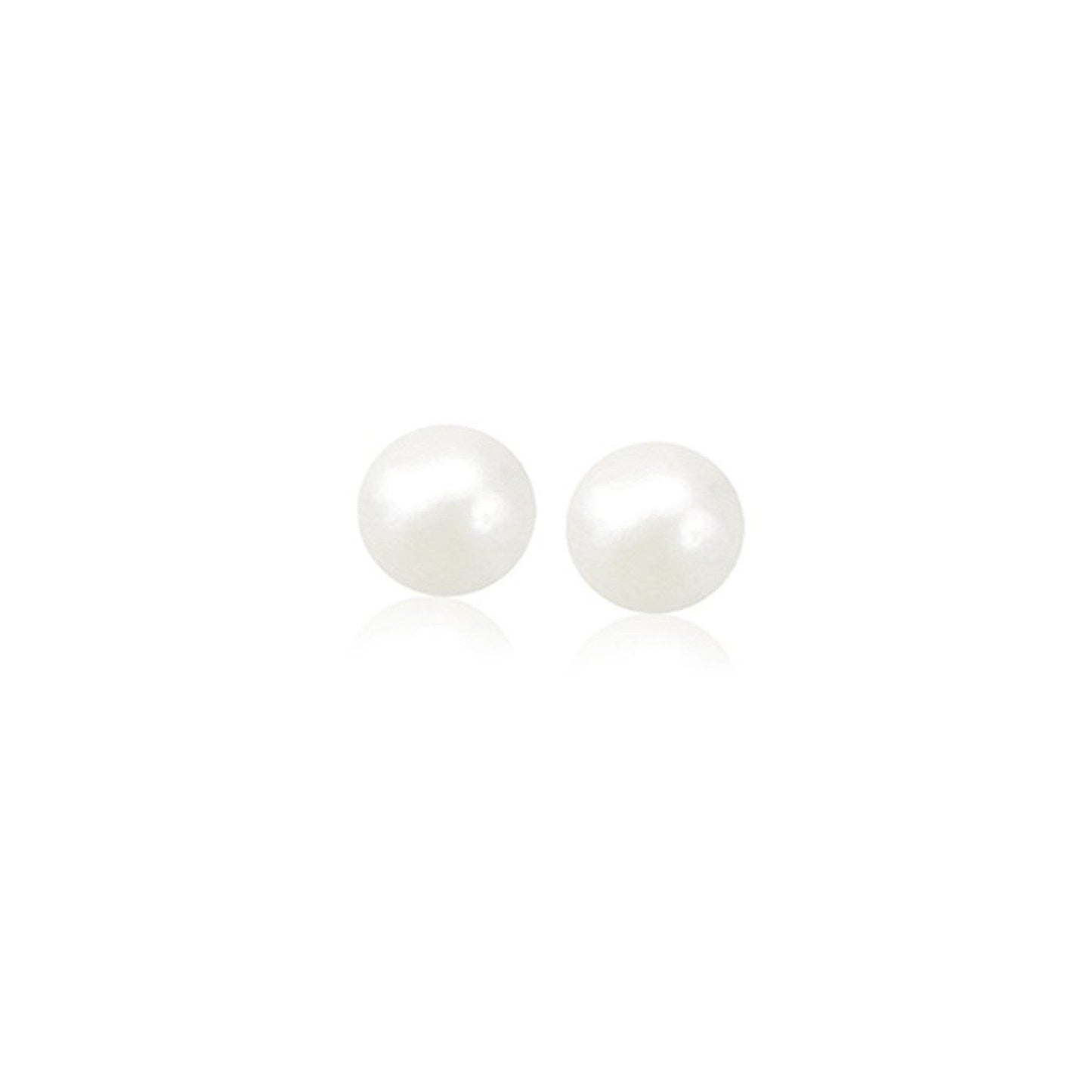 Pendientes de perlas cultivadas de agua dulce blancas de oro amarillo de 14k (4.0 mm)