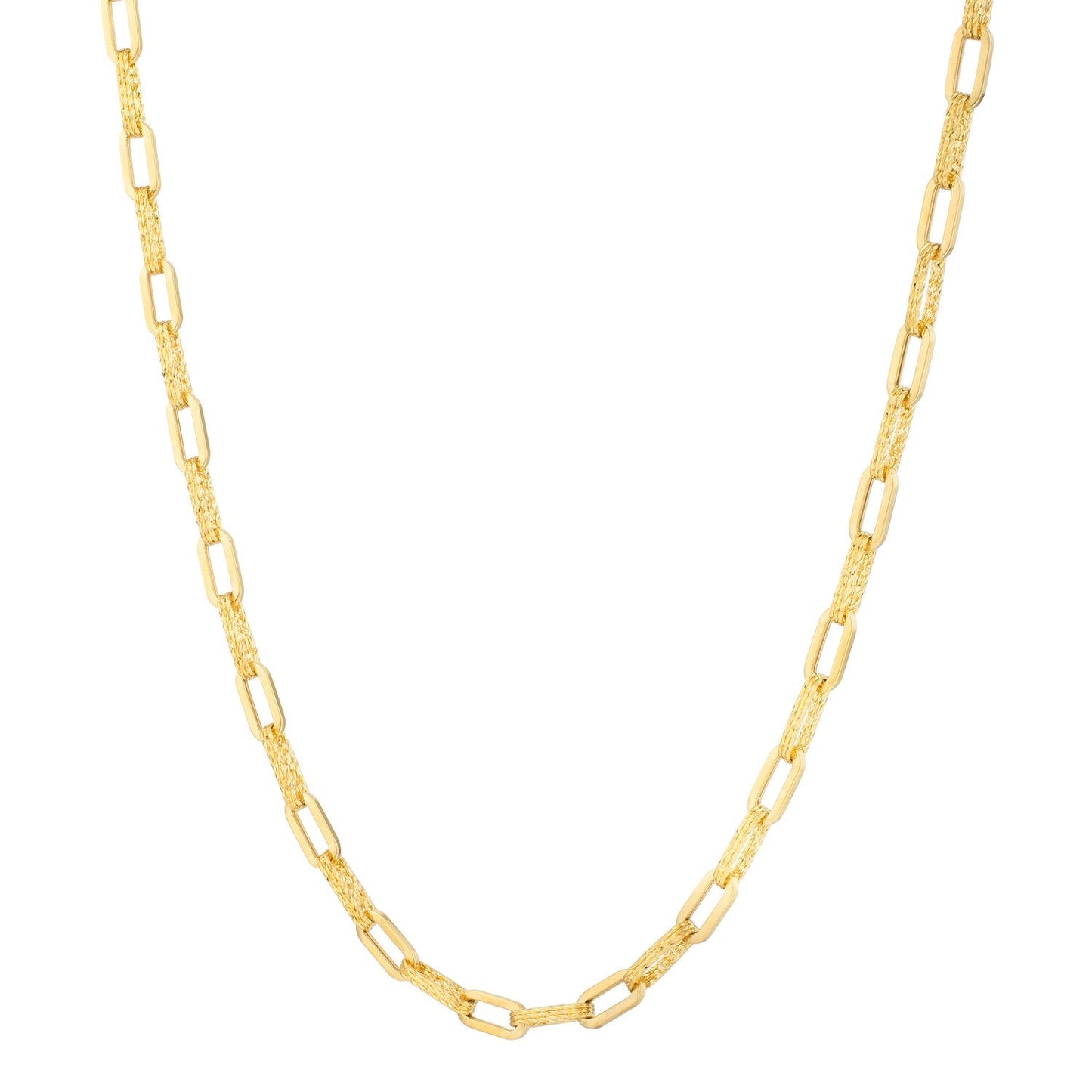Collar de cadena de eslabones tipo clip de oro amarillo de 14k con diamantes (4.00 mm)