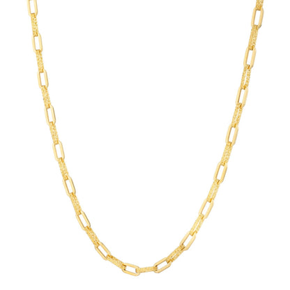 Collar de cadena de eslabones tipo clip de oro amarillo de 14k con diamantes (4.00 mm)