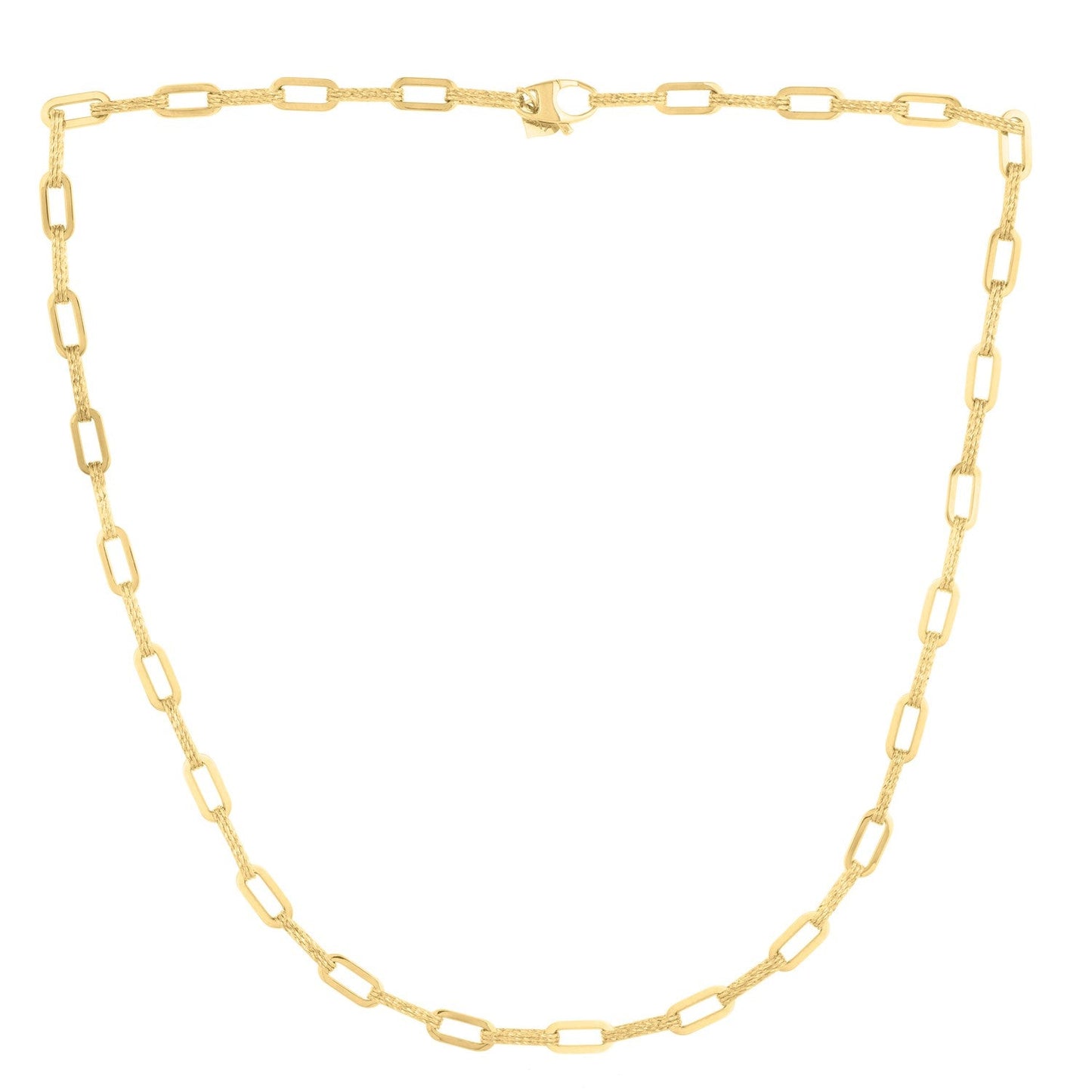 Collar de cadena de eslabones tipo clip de oro amarillo de 14k con diamantes (4.00 mm)
