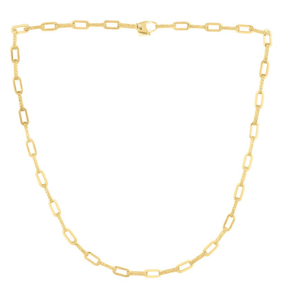 Collar de cadena de eslabones tipo clip de oro amarillo de 14k con diamantes (4.00 mm)