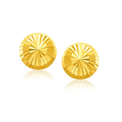 Pendientes de oro amarillo de 14k con diseño plano de corte de diamante