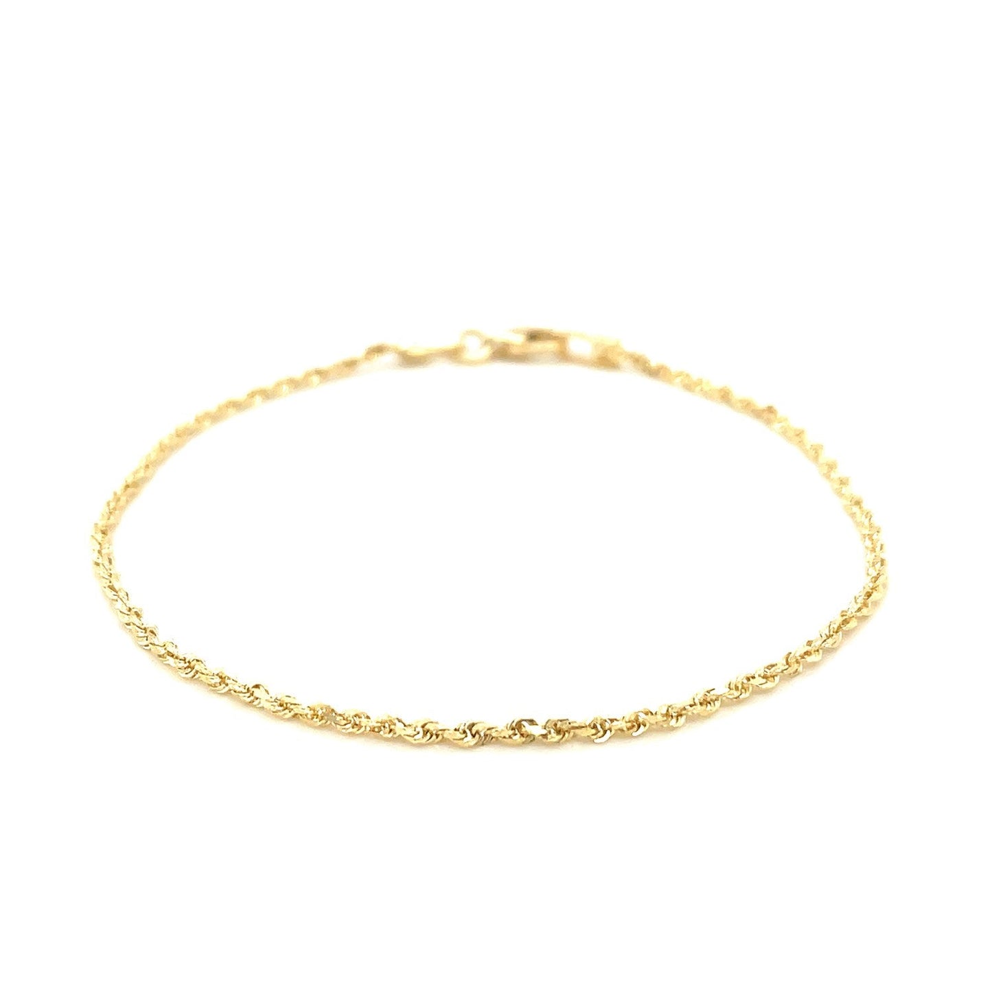 Pulsera de cuerda de oro amarillo macizo de 10k con corte de diamante de 1,5 mm