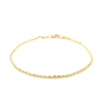Pulsera de cuerda de oro amarillo macizo de 10k con corte de diamante de 1,5 mm