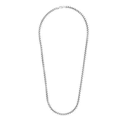 Cadena redonda de plata de ley rodiada de 4,4 mm