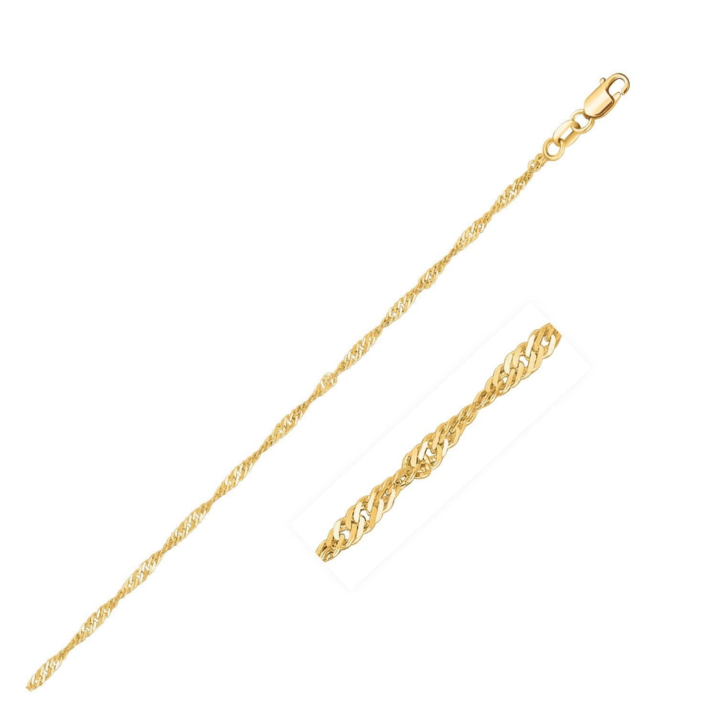 Cadena Singapur de oro amarillo de 14k y 1.5mm
