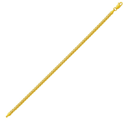 Fina pulsera de cadena de trigo en oro amarillo de 10k