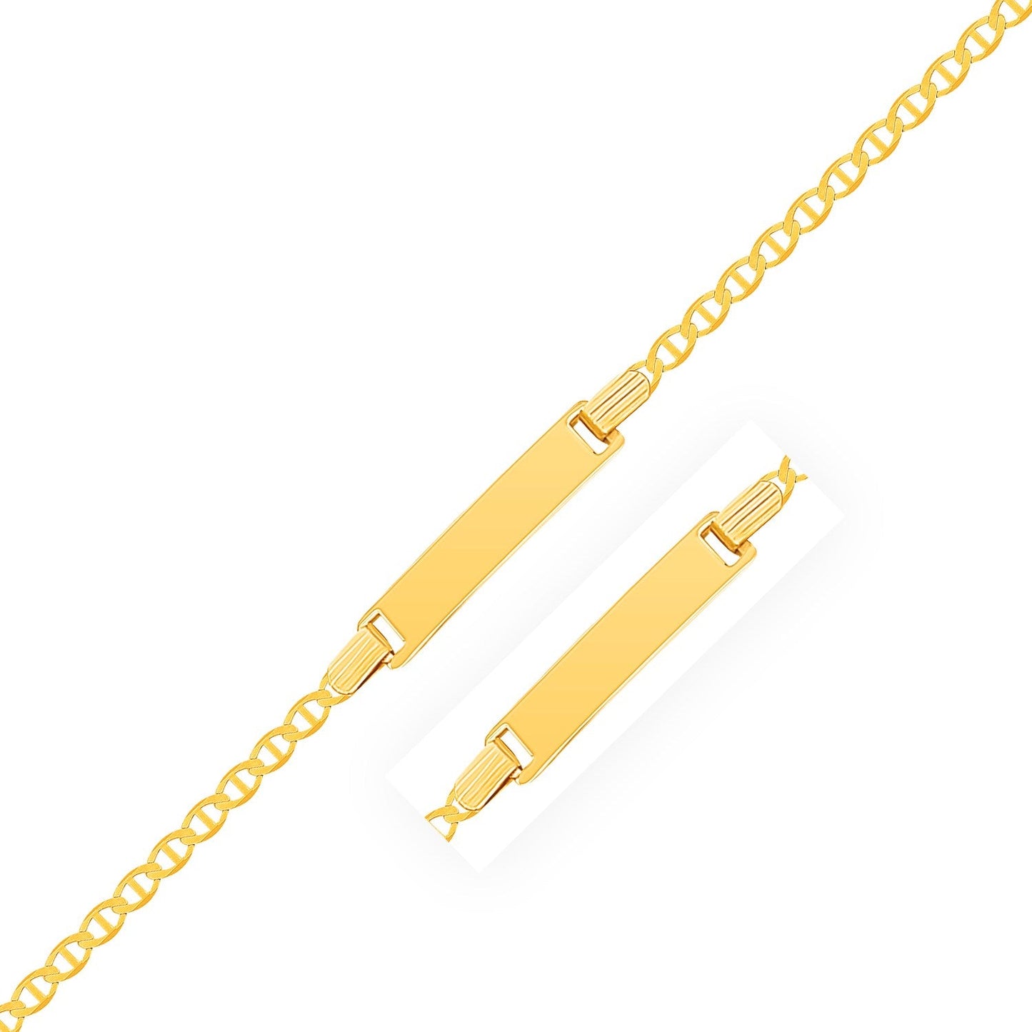 Pulsera de identificación de eslabones estilo marinero de oro amarillo de 14k para niños