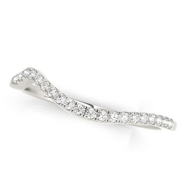 Anillo de boda curvo moderno de oro blanco de 14k con diamantes (1/8 cttw)