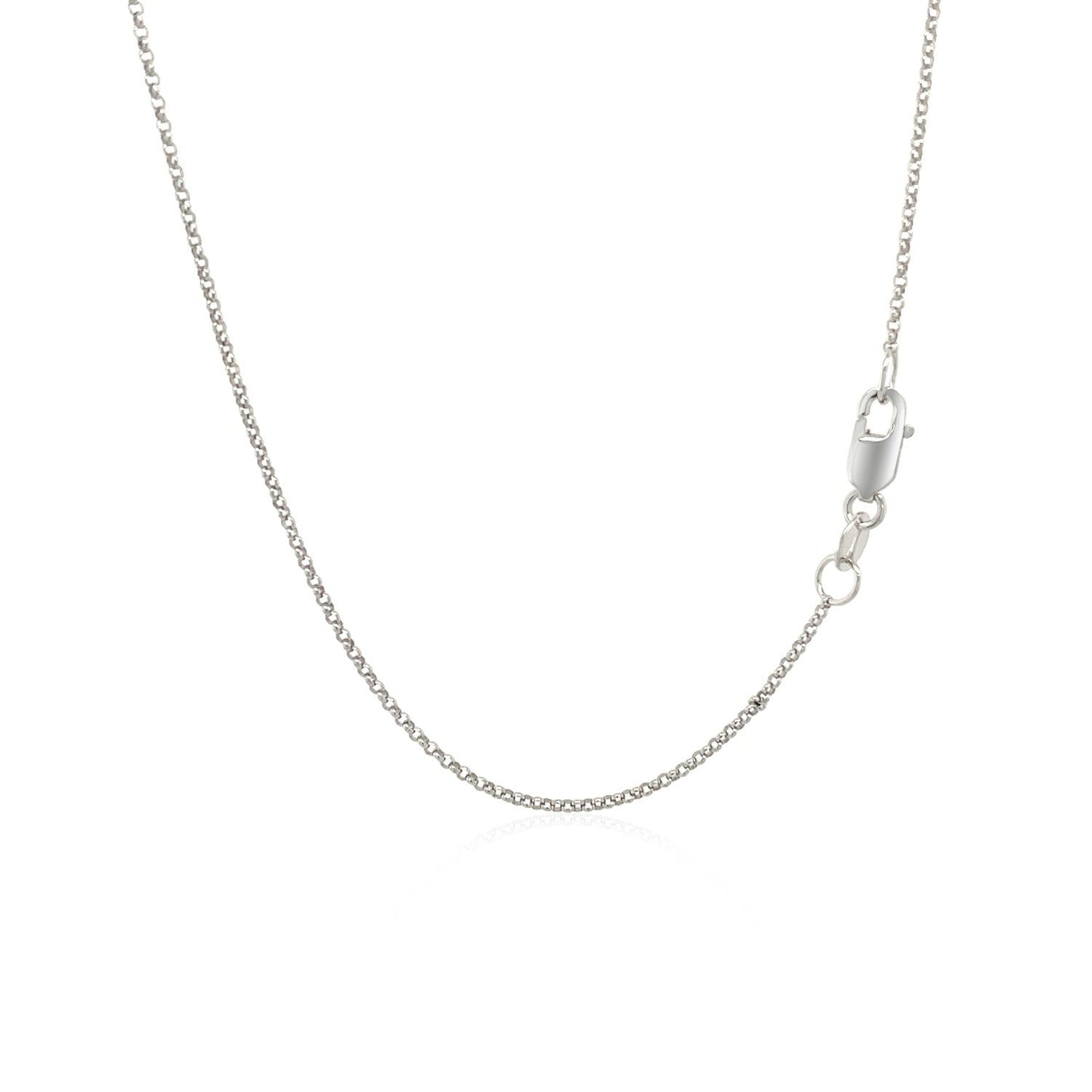 Cadena Rolo con corte de diamante de oro blanco de 14k y 1.1mm