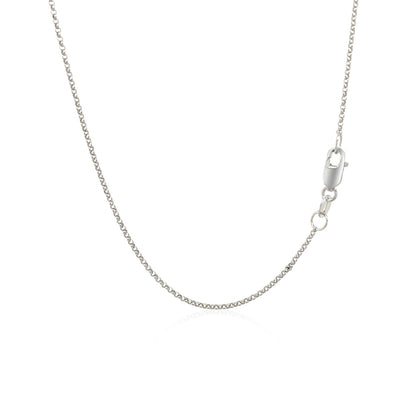 Cadena Rolo con corte de diamante de oro blanco de 14k y 1.1mm