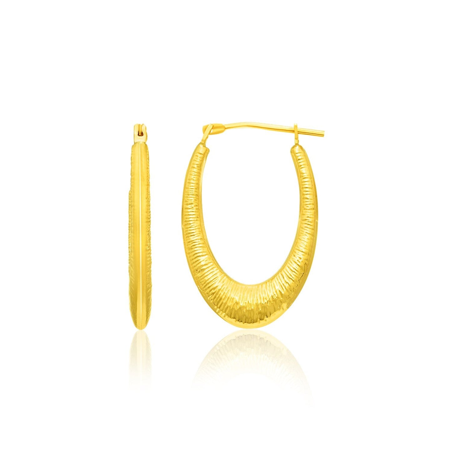 Pendientes de aro de oro amarillo de 14k con textura gradual