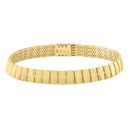 Pulsera de 14k de oro amarillo con eslabones de diamante (7.10 mm)
