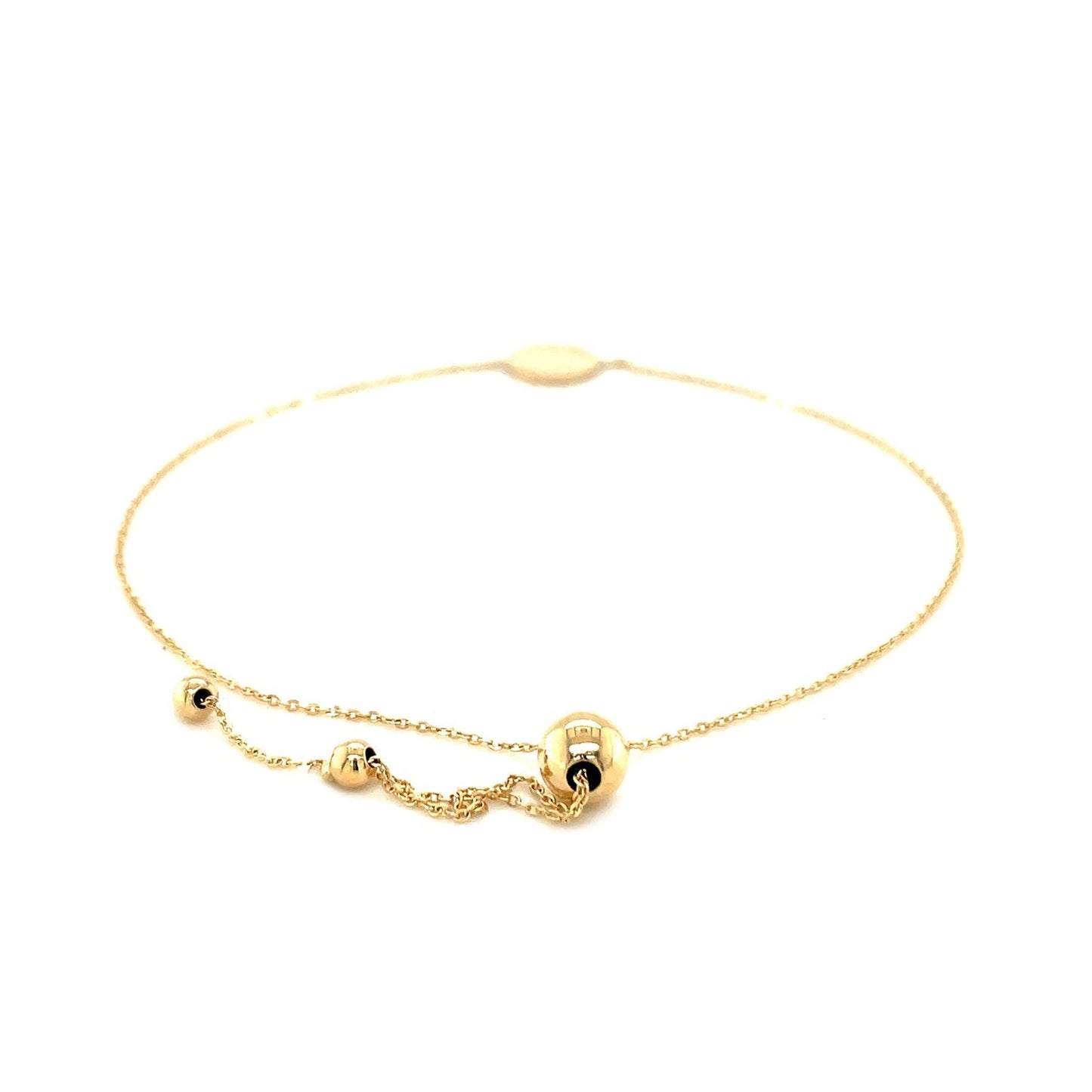 Pulsera ajustable con círculo brillante en oro amarillo de 14k
