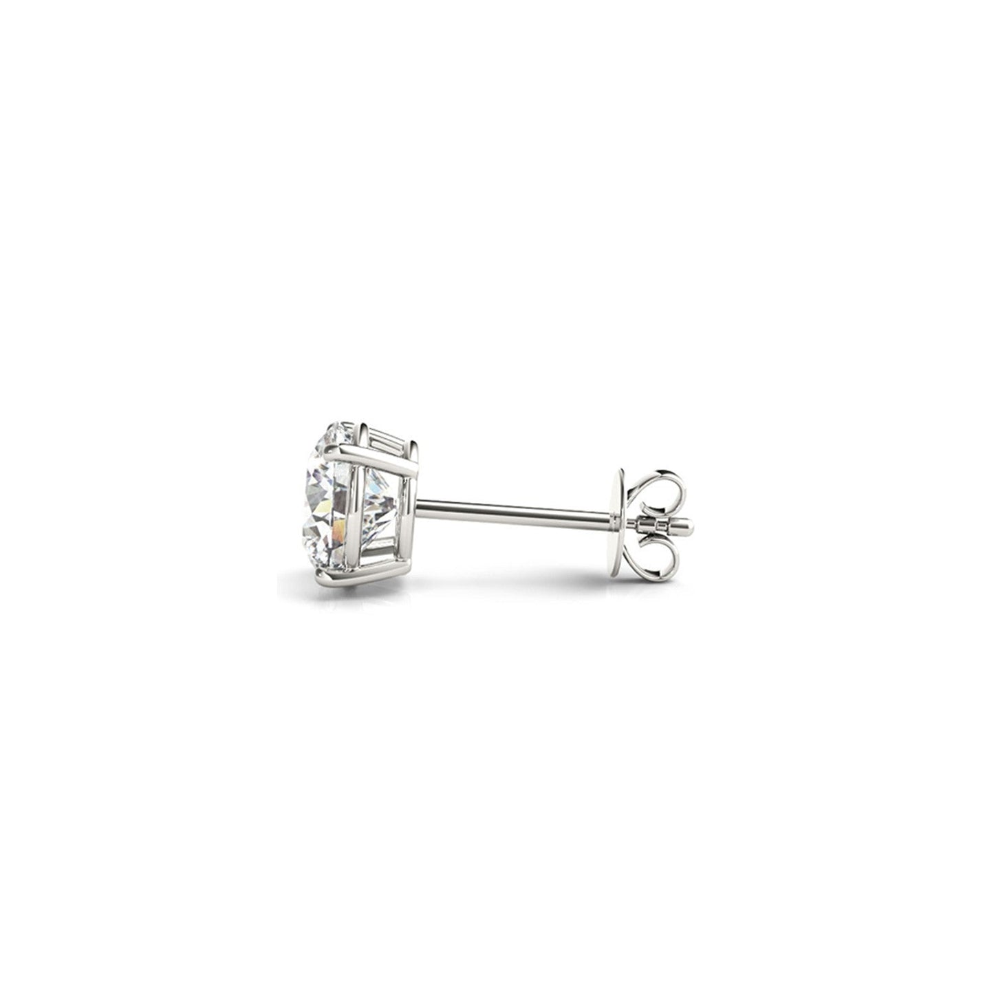 Pendientes de botón con diamante redondo de 2 quilates cultivado en laboratorio certificado IGI de oro blanco de 14k (G/VS2)