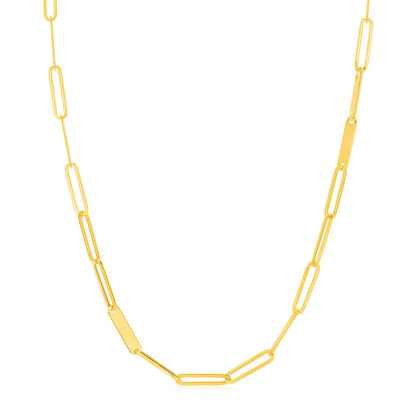 Cadena de eslabones tipo Paperclip alternados con barras de oro en oro amarillo de 14k