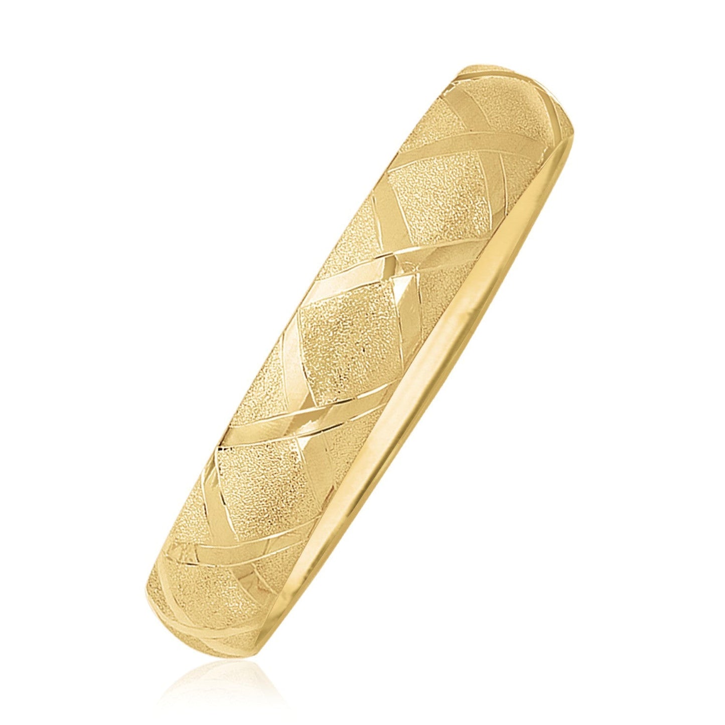 Pulsera de oro amarillo de 10k con diseño de diamante de doble textura
