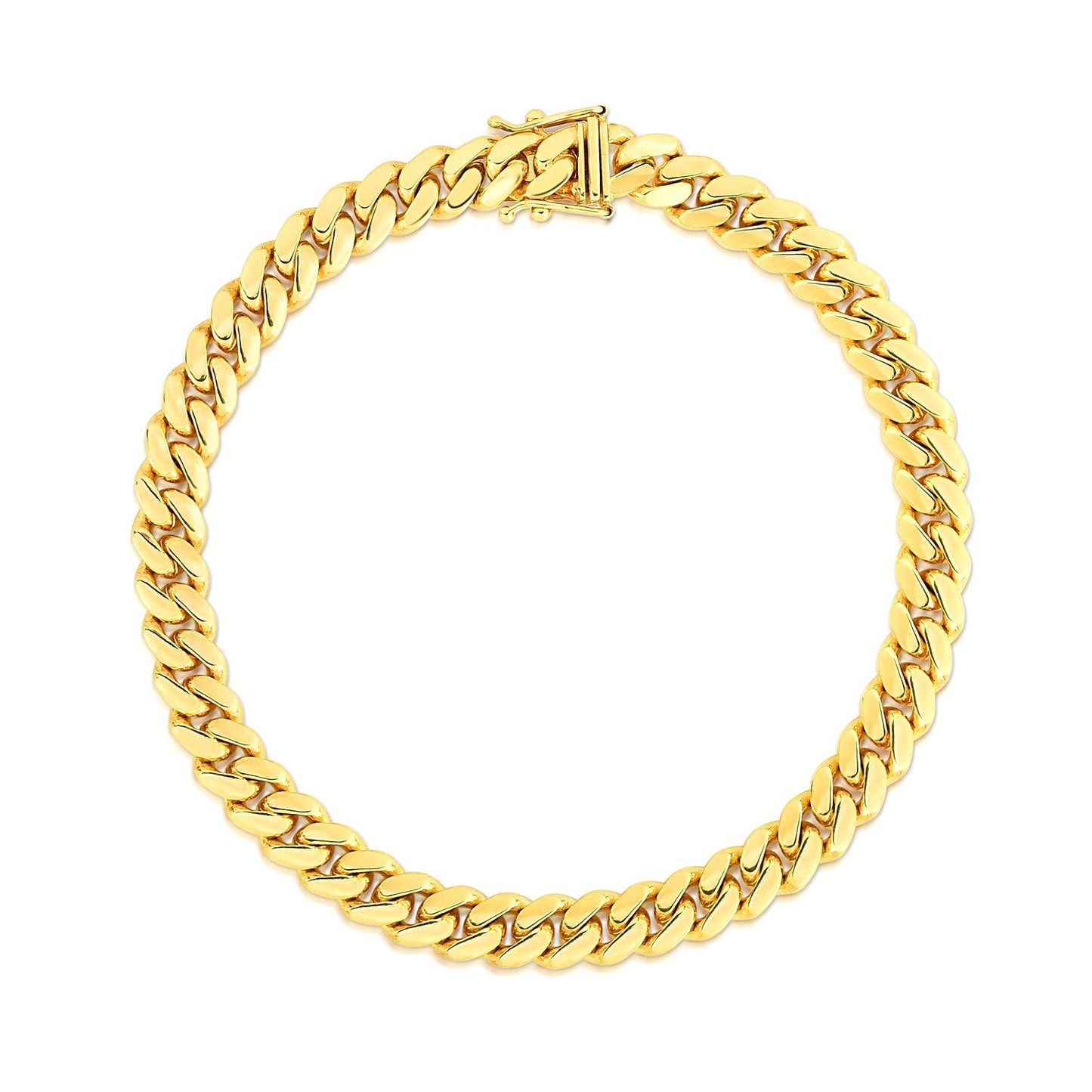 Pulsera de oro amarillo macizo de 14k clásica cubana de Miami de 7.0mm