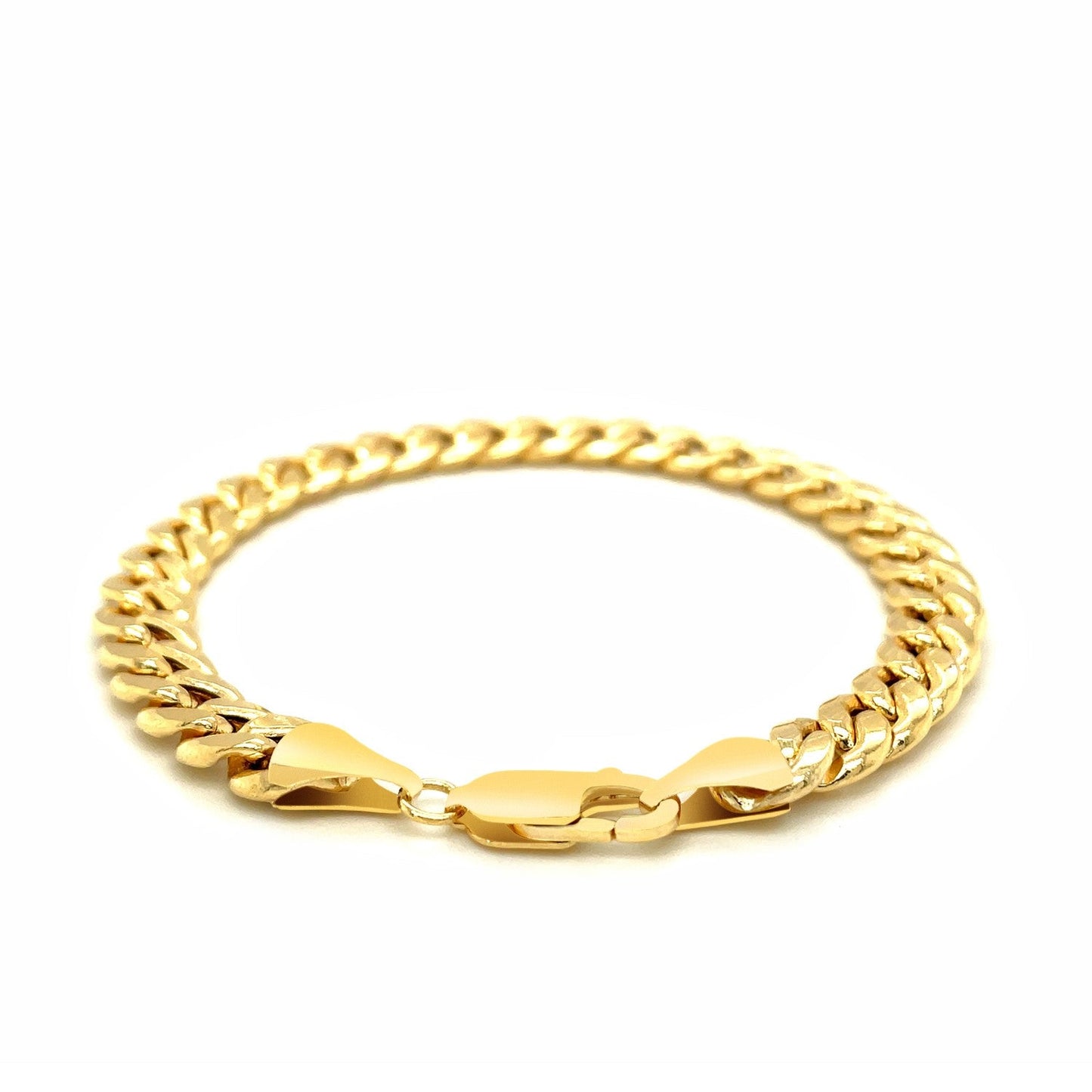 Pulsera semirrígida cubana de oro amarillo de 14k de 7.8mm