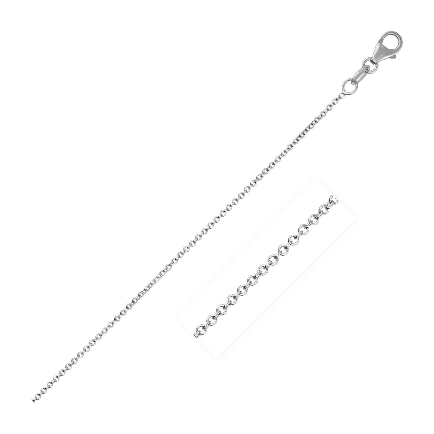 Cadena de eslabones redondos de oro blanco de 14k de 1.1mm