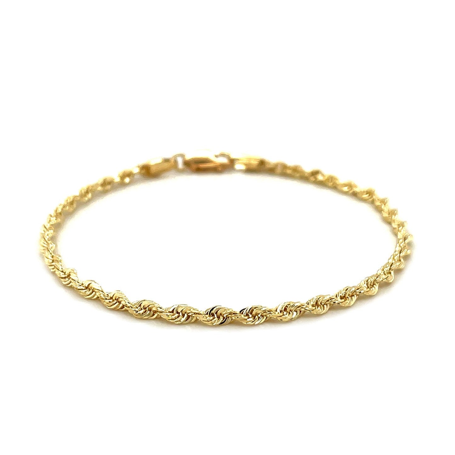 Pulsera de cuerda de 2,75 mm de oro amarillo macizo de 10k con corte de diamante