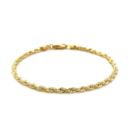Pulsera de cuerda de 2,75 mm de oro amarillo macizo de 10k con corte de diamante