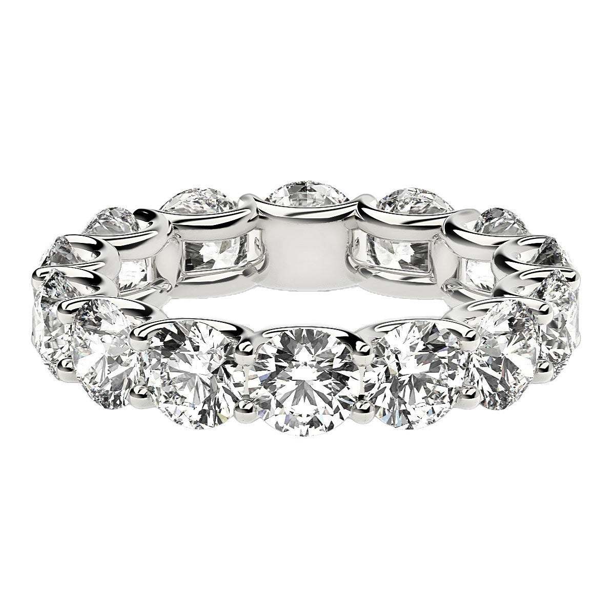 Anillo de eternidad de diamantes redondos cultivados en laboratorio de oro blanco de 14k (6 quilates peso total FG/VS2)