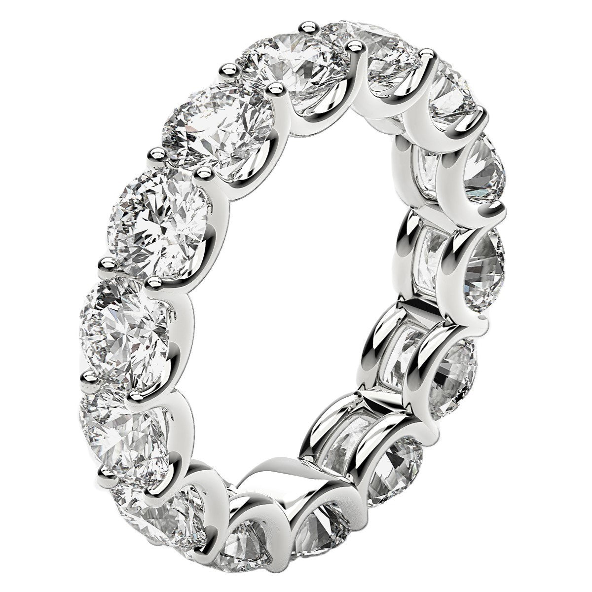 Anillo de eternidad de diamantes redondos cultivados en laboratorio de oro blanco de 14k (6 quilates peso total FG/VS2)