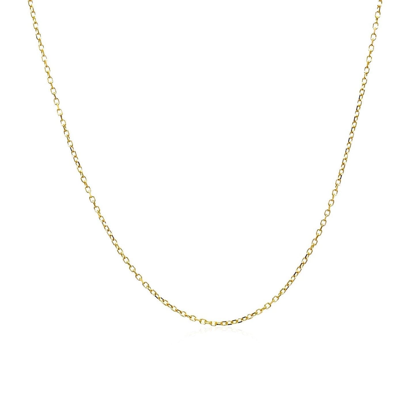 Cadena de eslabones tipo cable con corte de diamante de oro amarillo de 14k y 0.8mm