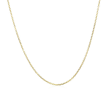 Cadena de eslabones tipo cable con corte de diamante de oro amarillo de 14k y 0.8mm