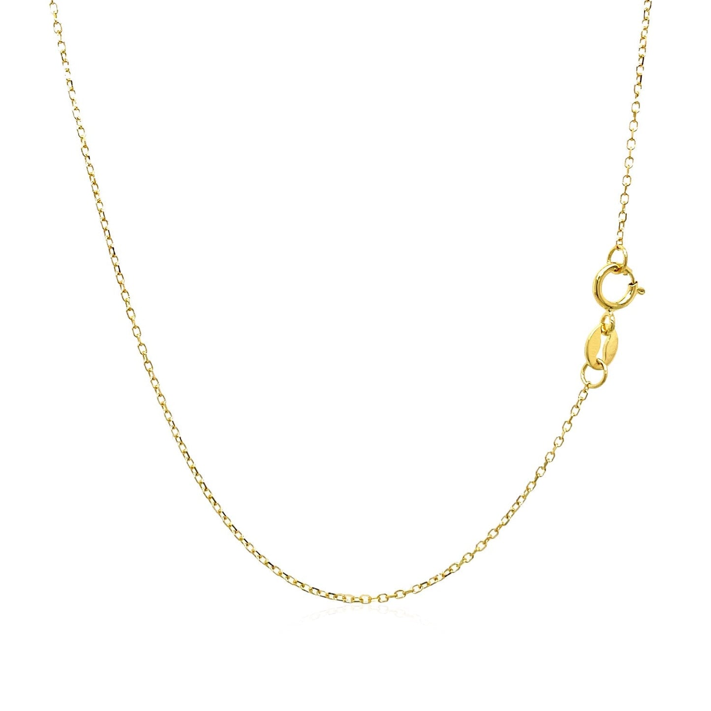 Cadena de eslabones tipo cable con corte de diamante de oro amarillo de 14k y 0.8mm