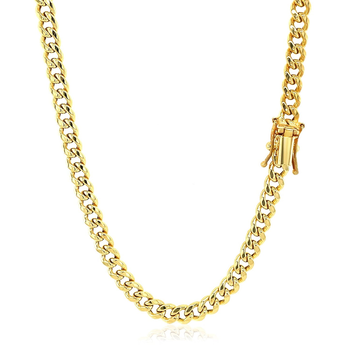 Cadena cubana semimaciza de oro amarillo de 14k y 4,5 mm