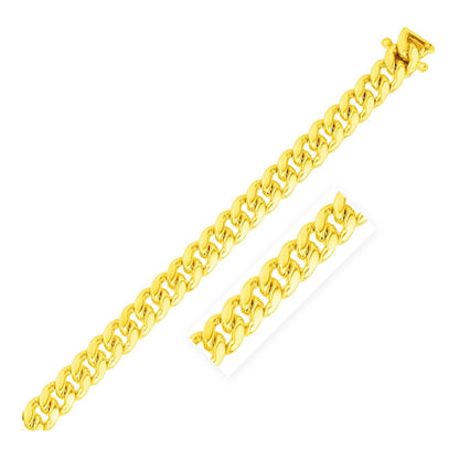 Cadena Sólida Cubana Clásica Miami de Oro Amarillo de 10k y 8.2mm