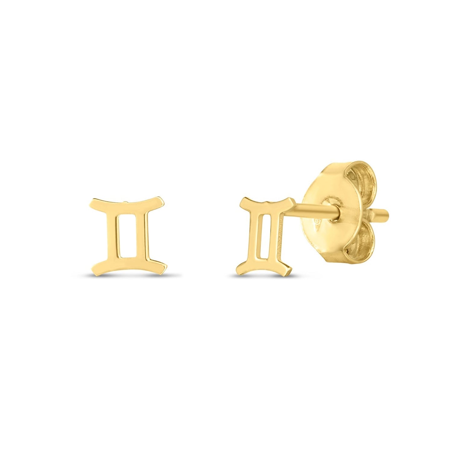 Aretes de oro amarillo de 14 quilates con el signo de Géminis