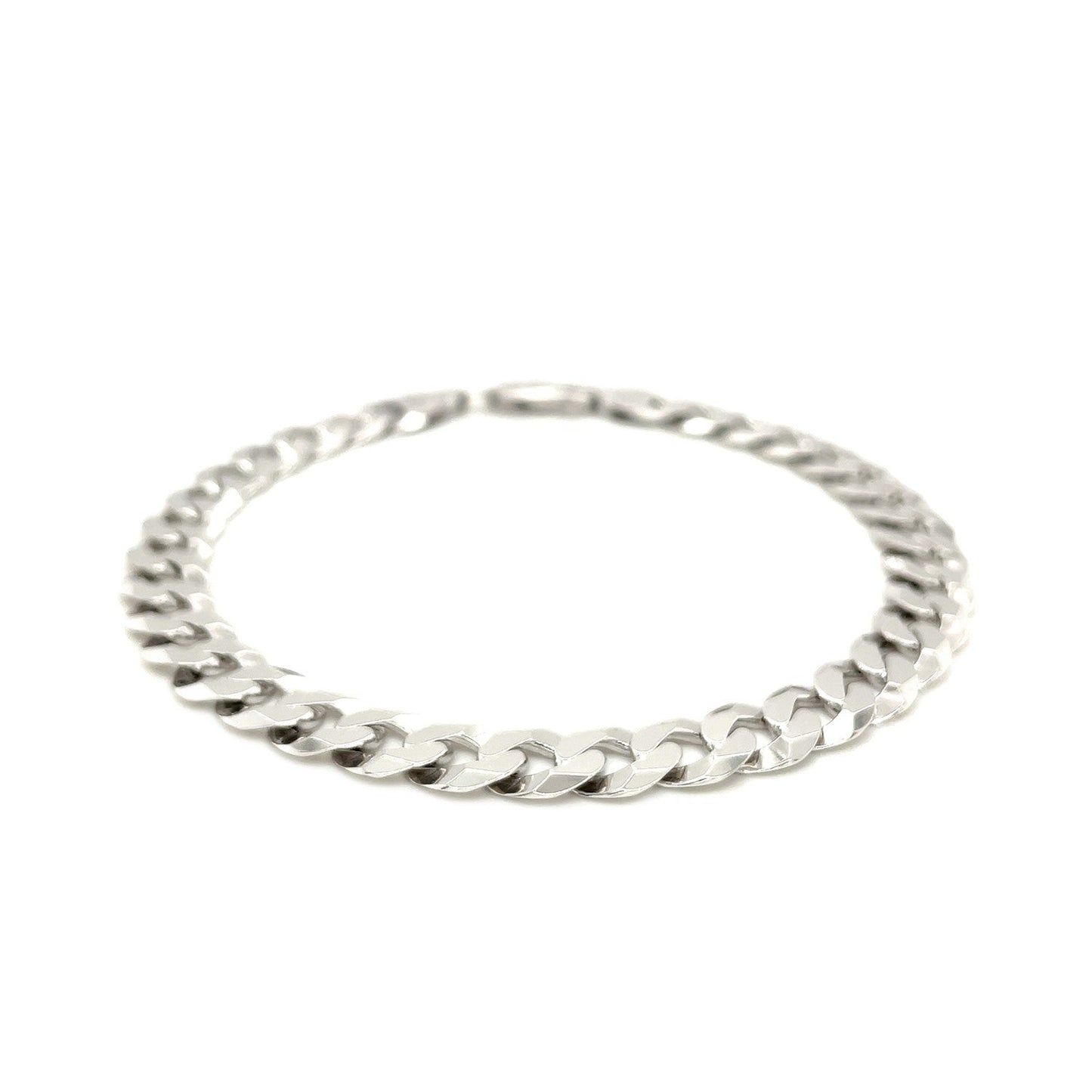Pulsera estilo barbada de plata de ley rodiada de 7,9 mm