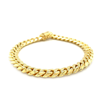 Pulsera clásica cubana Miami de oro amarillo de 14k de 8.25mm maciza