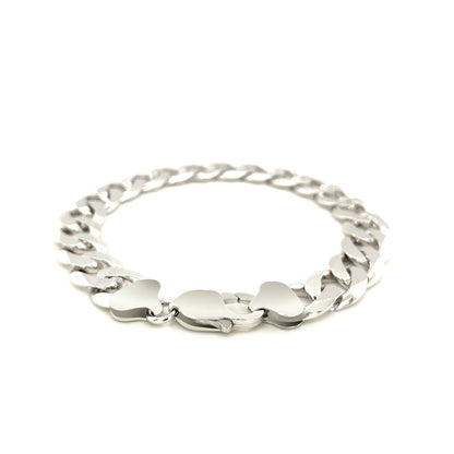 Pulsera de plata de ley estilo barbada chapada en rodio de 11,6 mm
