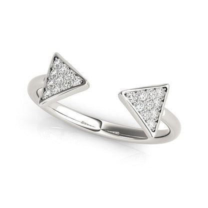 Anillo abierto de oro blanco de 14k con punta de flecha y diamantes (1/5 cttw)