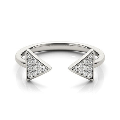 Anillo abierto de oro blanco de 14k con punta de flecha y diamantes (1/5 cttw)