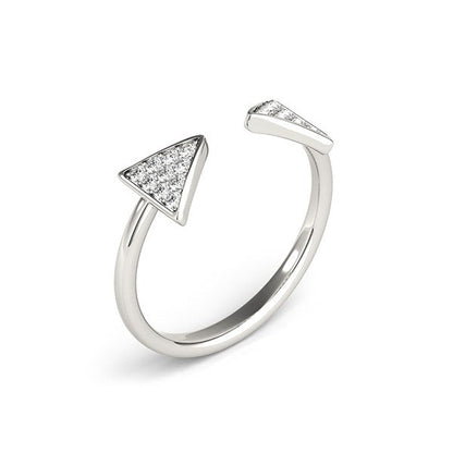 Anillo abierto de oro blanco de 14k con punta de flecha y diamantes (1/5 cttw)