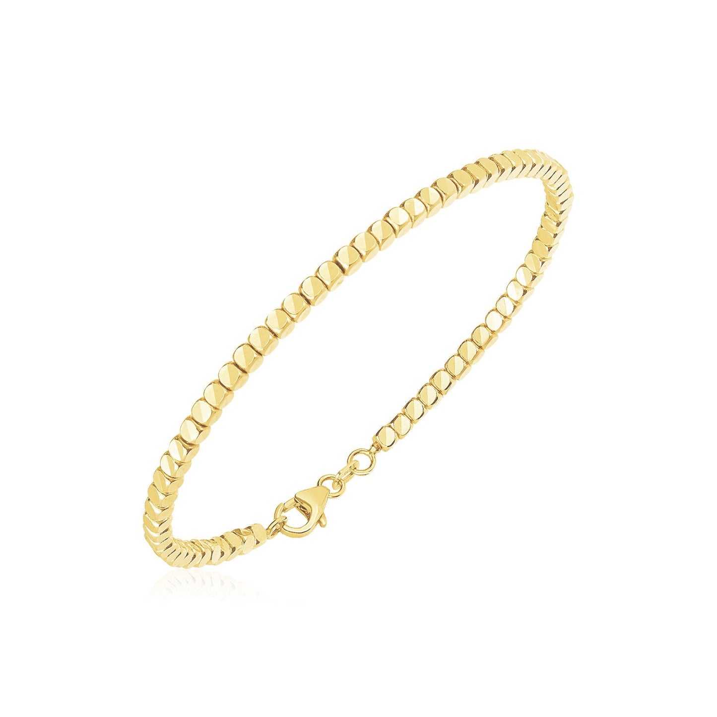 Brazalete de oro amarillo de 14 quilates con cuentas de alto pulido